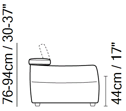 Notturno Sofa Bed by Natuzzi Italia, size drawing