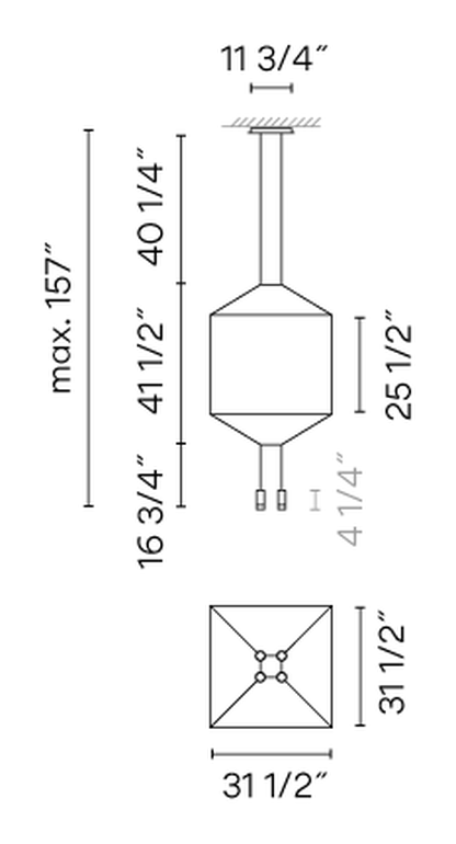 Wireflow Pendant Lamp by Vibia, size drawing: Model 0310