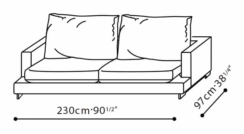 LazyTime Small Sofa by Camerich, size drawing: C0150023