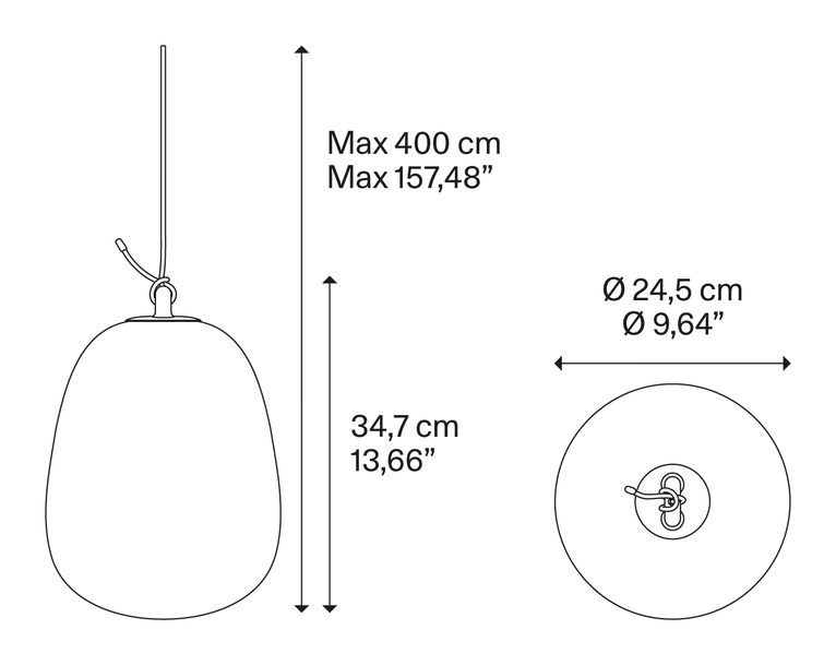 Oblò Cluster Pendant Lamp by Lodes, size drawing: Oblò large