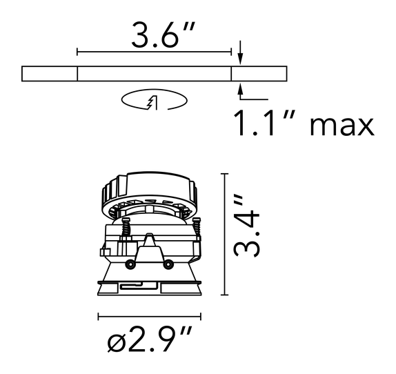 Kap 80 Non IC Downlight by Flos, size drawing: Kap Ø 80 Adjustable