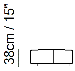 Melpot Sectional by Natuzzi Italia: Large square pouf, outline drawing with sizes