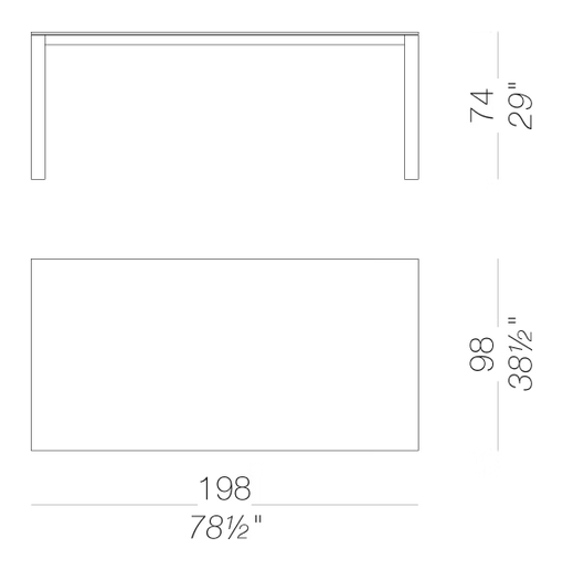 Apta EP134 Outdoor Table by LaPalma, size drawing