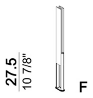 Roxanne Bookcase by Arketipo, size drawing: Single foot, necessary when there is no bottom shelf