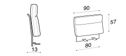 Ada Modular Sofa by Ditre Italia, size drawing: Set high slim back 80 and high backrest cushion 90