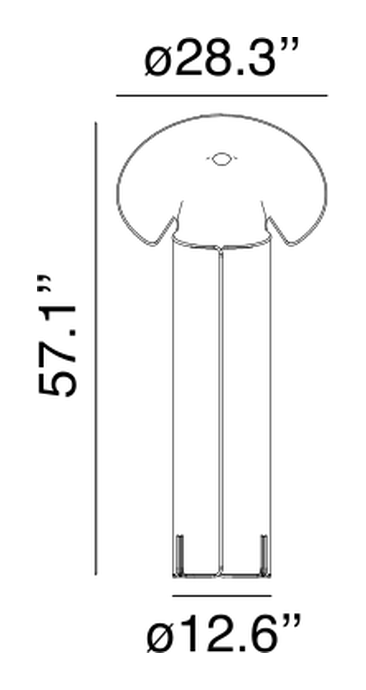 Chiara Floor Lamp by Flos, size drawing