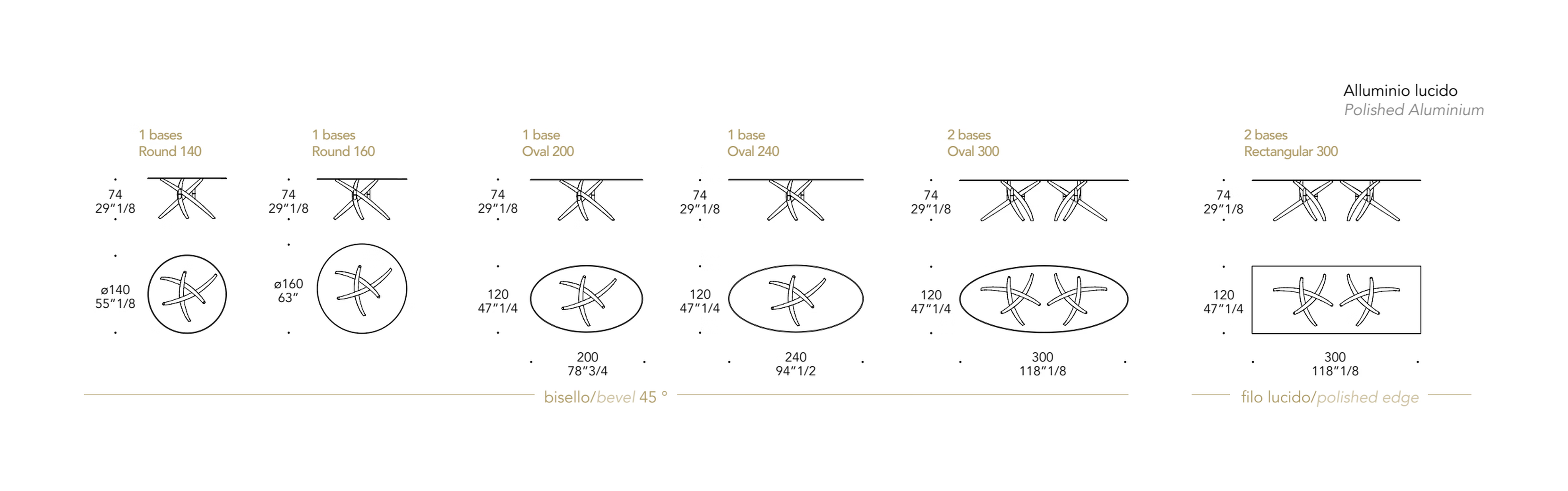 Fili d’Erba 72 Dining Table by Reflex, size drawing 1