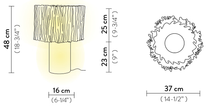 Accordéon Table Lamp by Slamp, size drawing