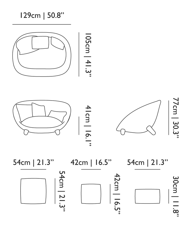 Love Sofa by Moooi, size drawing: Sofa