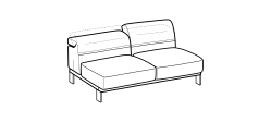 Bepop Sofa by Ditre Italia, size drawing: 2-seat central element