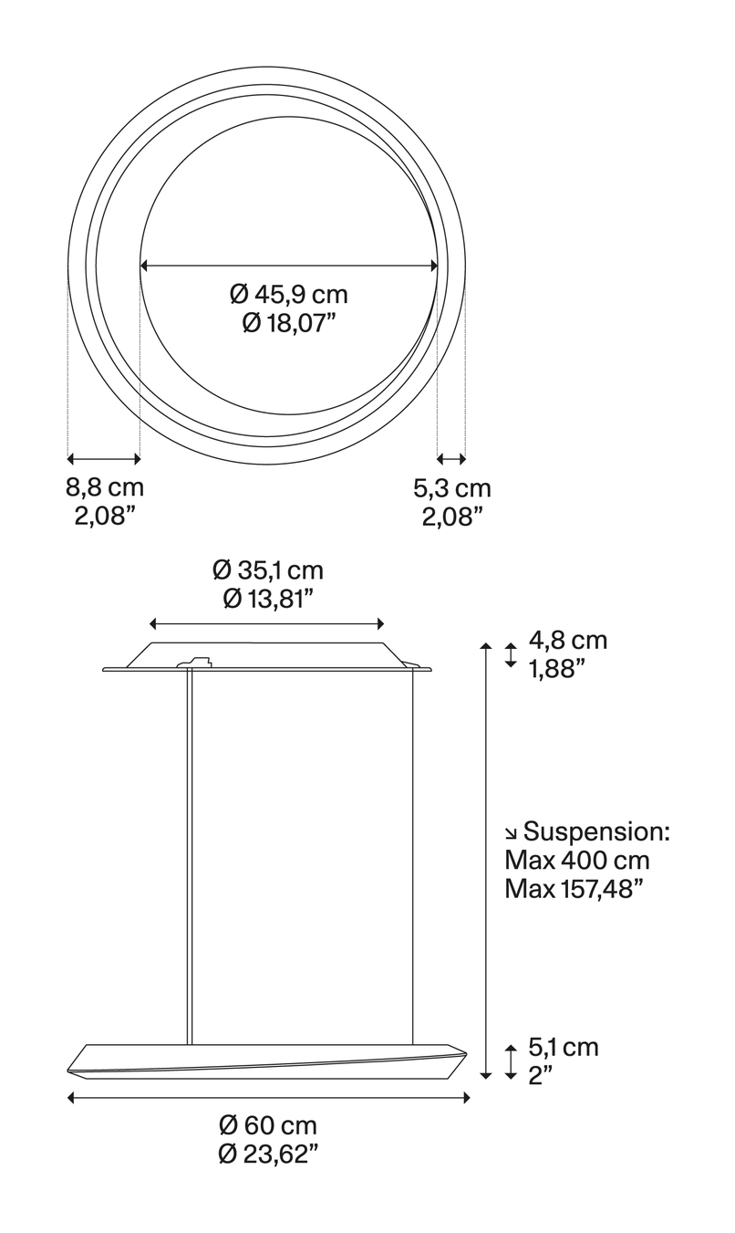 Tidal Pendant Lamp by Lodes, size drawing