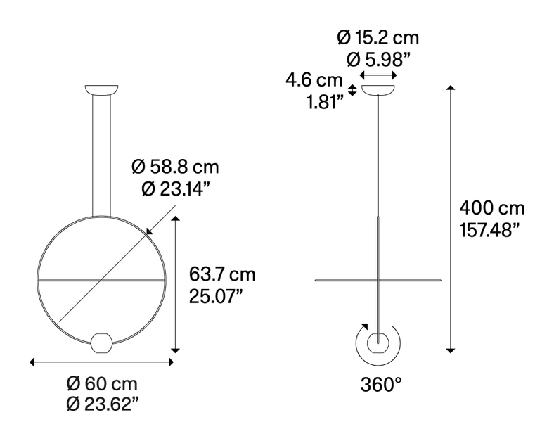 Elara Pendant Lamp by Lodes, size drawing: Elara medium