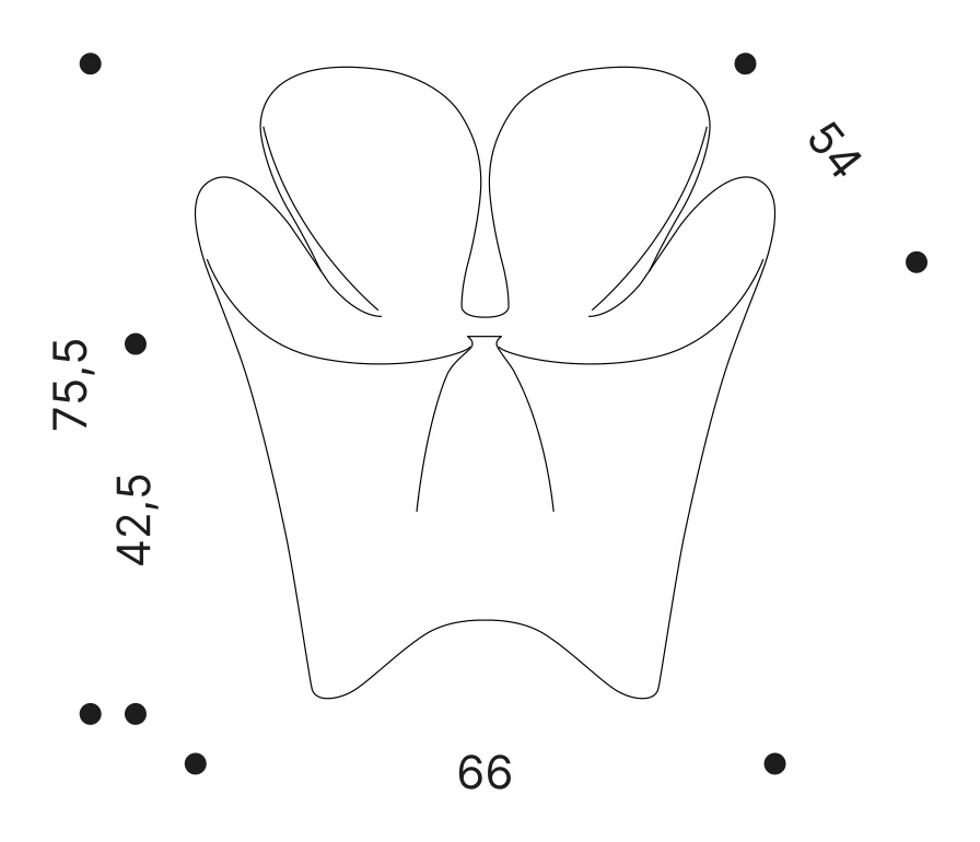Clover Armchair by Driade, size drawing