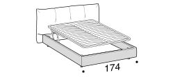 Papilo Bed by Ditre Italia, size drawing: Double size bed for 160x200 cm mattress with EASY mechanism