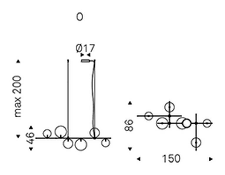 Bloom Chandelier by Cattelan Italia, size drawing 1