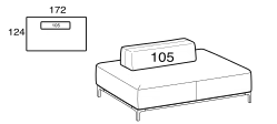 Sanders Air Sofa by Ditre Italia, size drawing: Rectangular composition 172