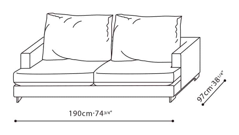 Easytime Sofa by Camerich, size drawing: C01F0902