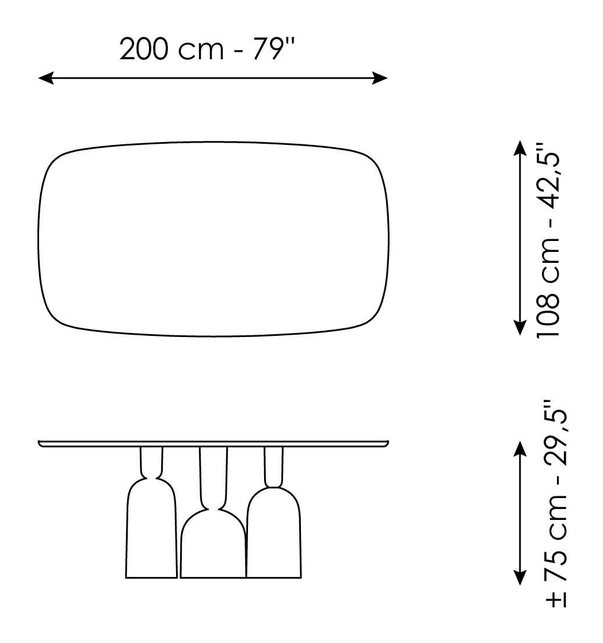Cop Dining Table by Bonaldo, size drawing 1