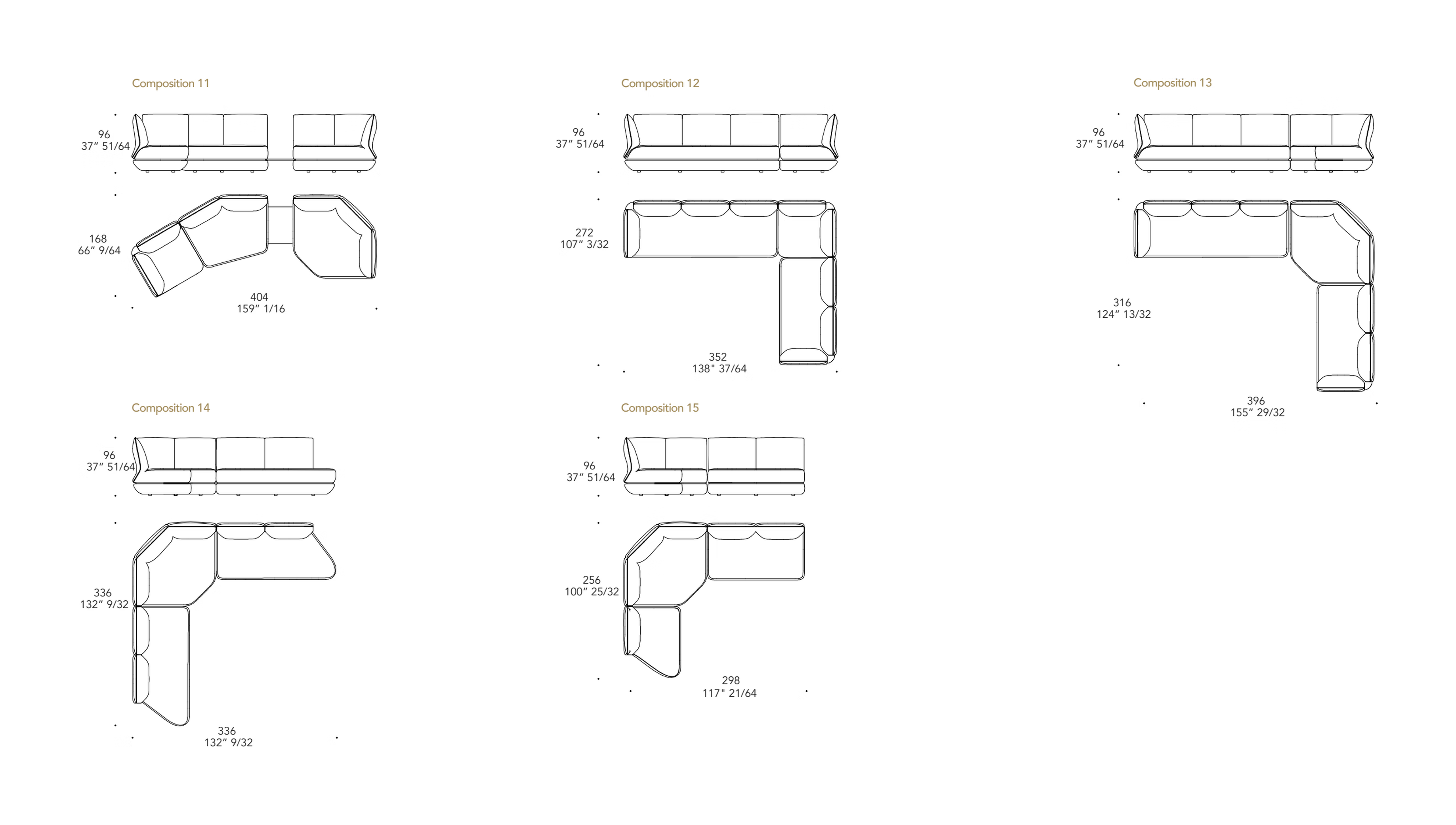 Orizzonte Sofa by Reflex, size drawing 3