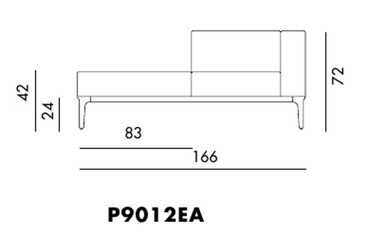 Slim Sofa by Sovet, size drawing: P9012EA