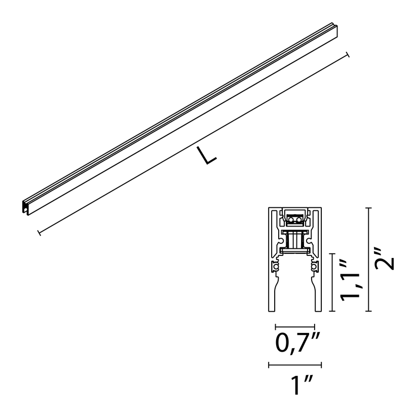 The Tracking Magnet Suspension Up&Down Track by Flos, size drawing: The Tracking Magnet Suspension Up&Down Profile