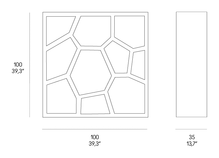 Opus Incertum Shelving Unit by Casamania, size drawing