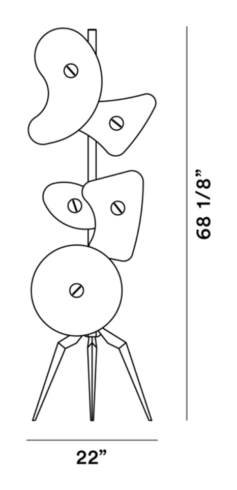 Orbital Floor Lamp by Foscarini, size drawing