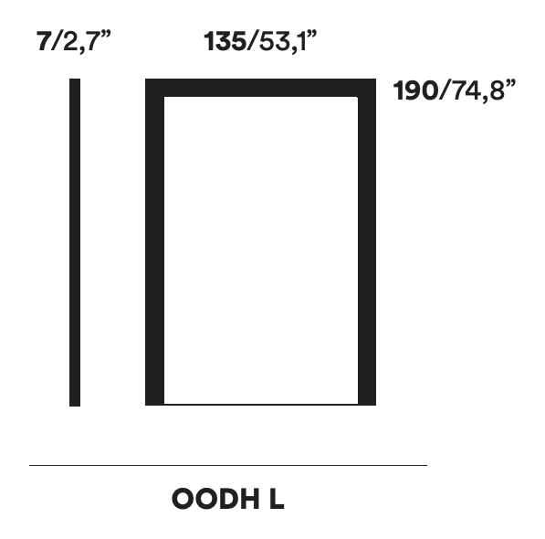 Oodh Mirror by Opinion Ciatti, size drawing: OODH L
