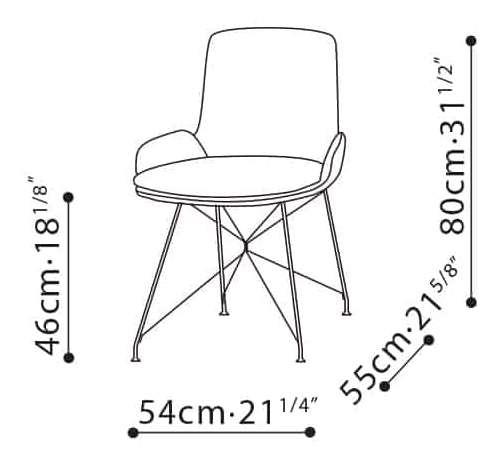 Wing Chair by Camerich, size drawing: C02H0403