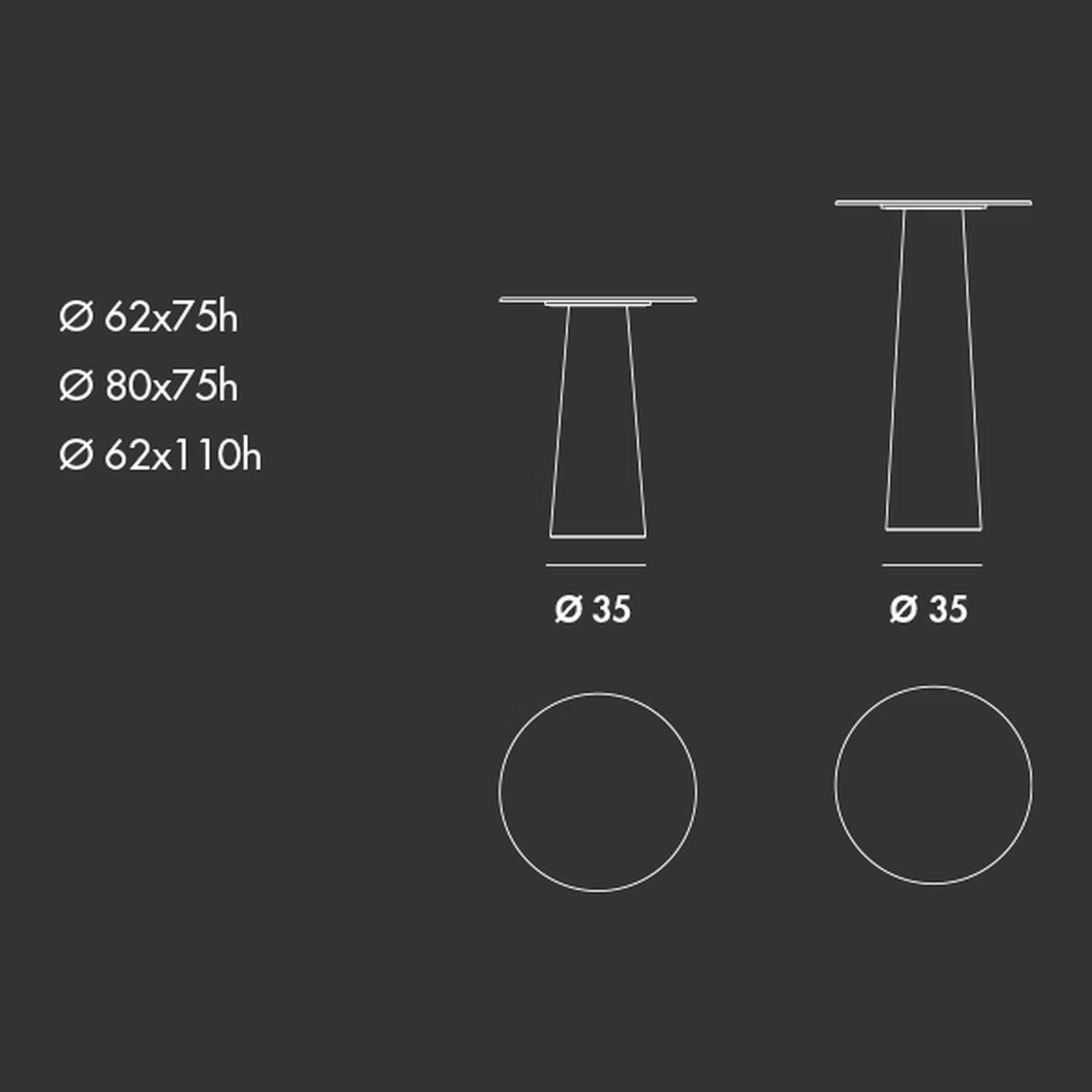 Totem Dining Table by Sovet, size drawing: Bar round