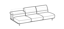 Arlott High Sofa by Ditre Italia, size drawing: Central 3 seats extra