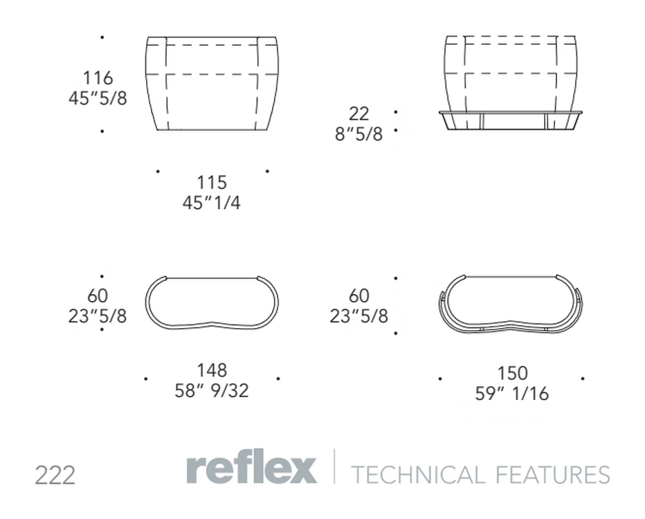 Coco de Mer Bar by Reflex, size drawing