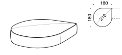 Isla Sofa by Ditre Italia, size drawing: Chaise longue base