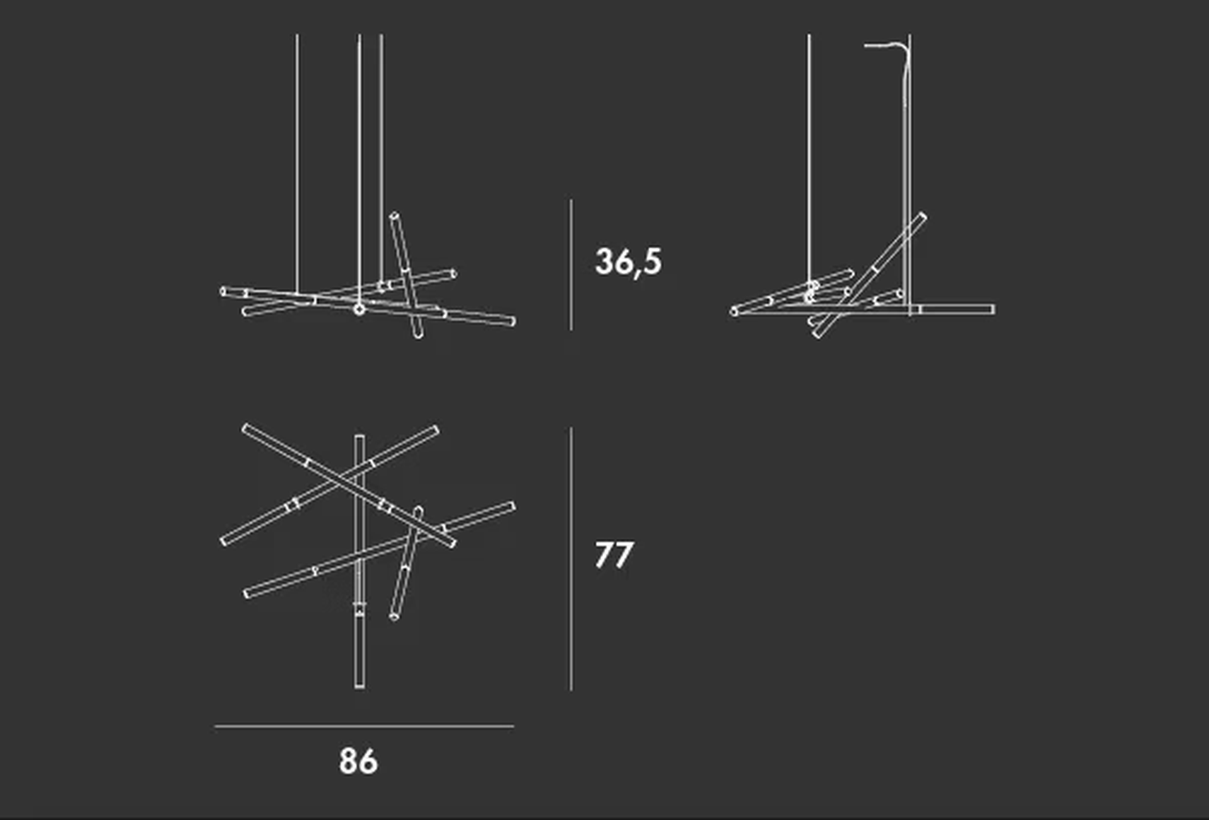 Willow Cross Pendant Lamp by Sovet, size drawing: Lamp