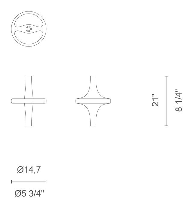 Monofiore Vase by Cappellini, size drawing