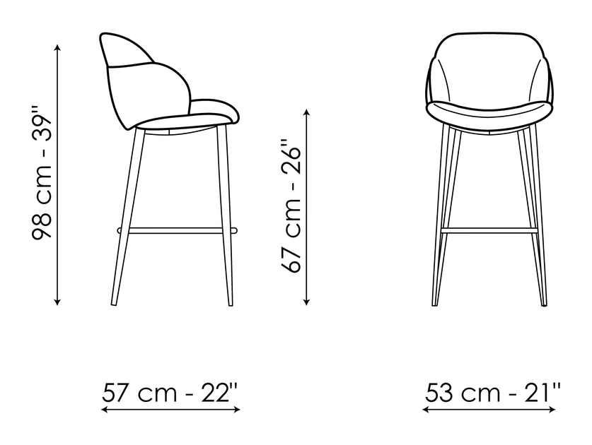 My Way Too Stool by Bonaldo, size drawing: My way too H 67