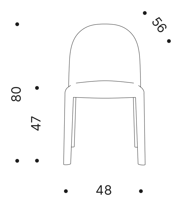 Soiree Dining Chair by Driade, size drawing