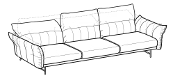On Line Sofa by Ditre Italia, size drawing: 3-seat extra sofa