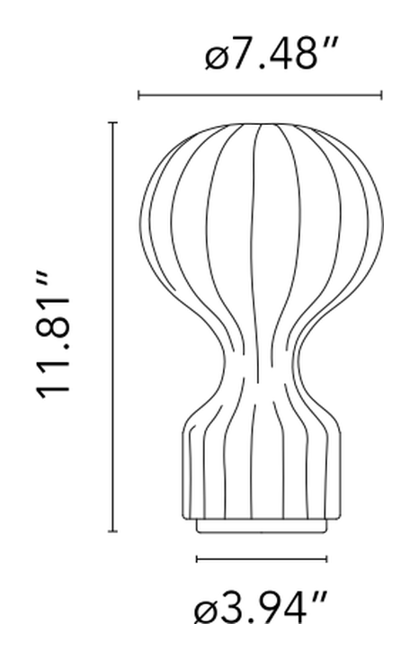 Gatto Table Lamp by Flos, size drawing: Gatto Piccolo