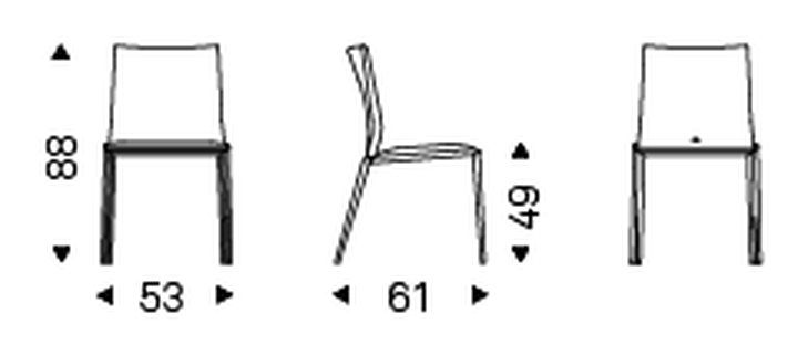 Eva Chair by Cattelan Italia, size drawing