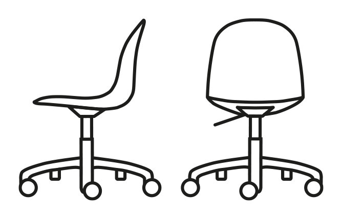 Academy Office Chair, Armless by Connubia, size drawing
