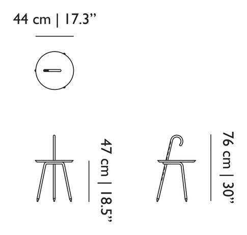 Urbanhike Side Table by Moooi, size drawing