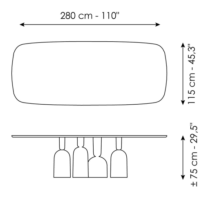 Cop Dining Table by Bonaldo, size drawing 4