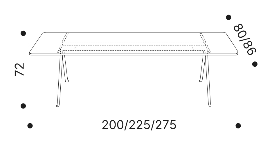 Frate Dining Table D41979H345B08 by Driade, size drawing
