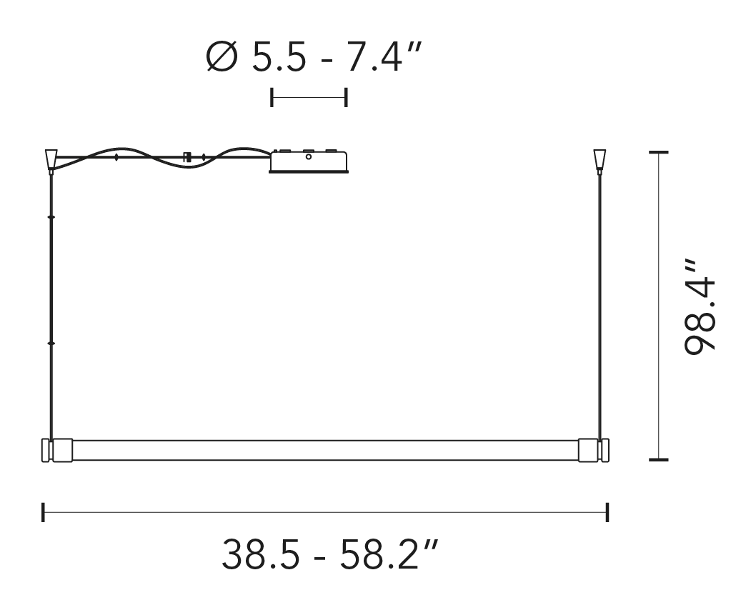 Oort Pendant Lamp, Horizontal by Fontana Arte, size drawing