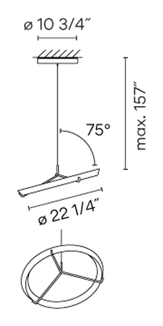 Halo Jewel Pendant Lamp by Vibia, size drawing: Model 2351