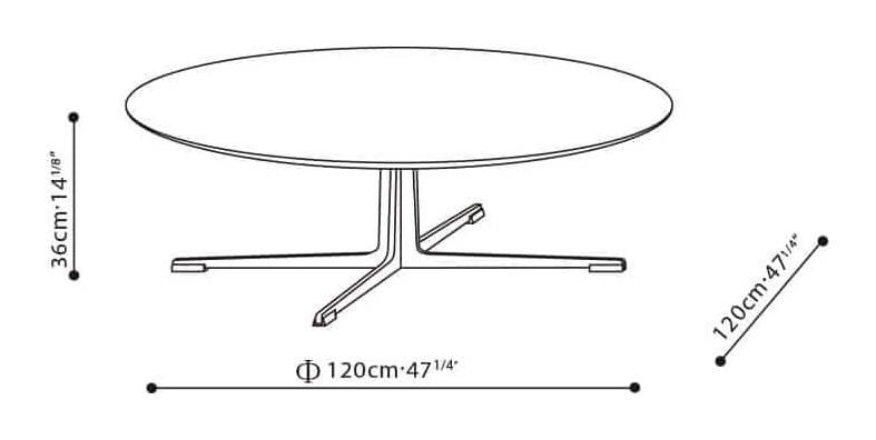 Vary Dining Table by Camerich, size drawing: C06D1404