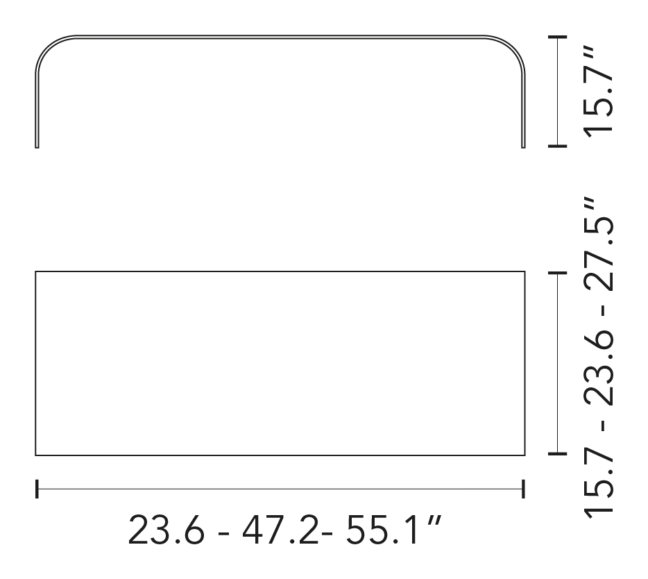 Fontana Coffee Table by Fontana Arte, size drawing