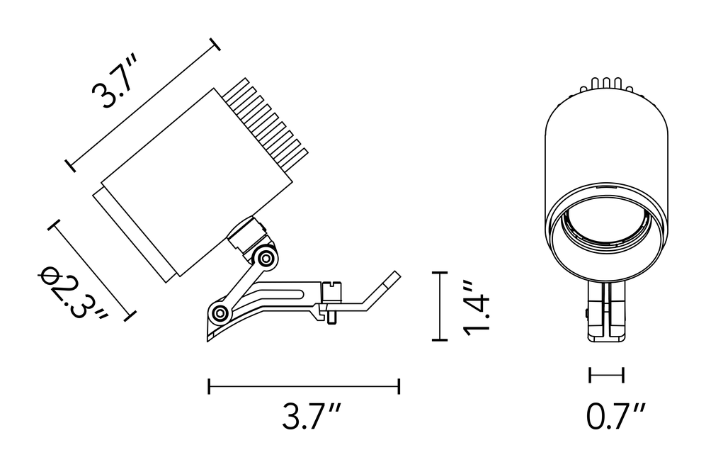 Spot Module LED Array Track Light by Flos, size drawing