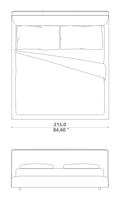 Tamashi Bed by Talenti, size drawing: 200 × 200